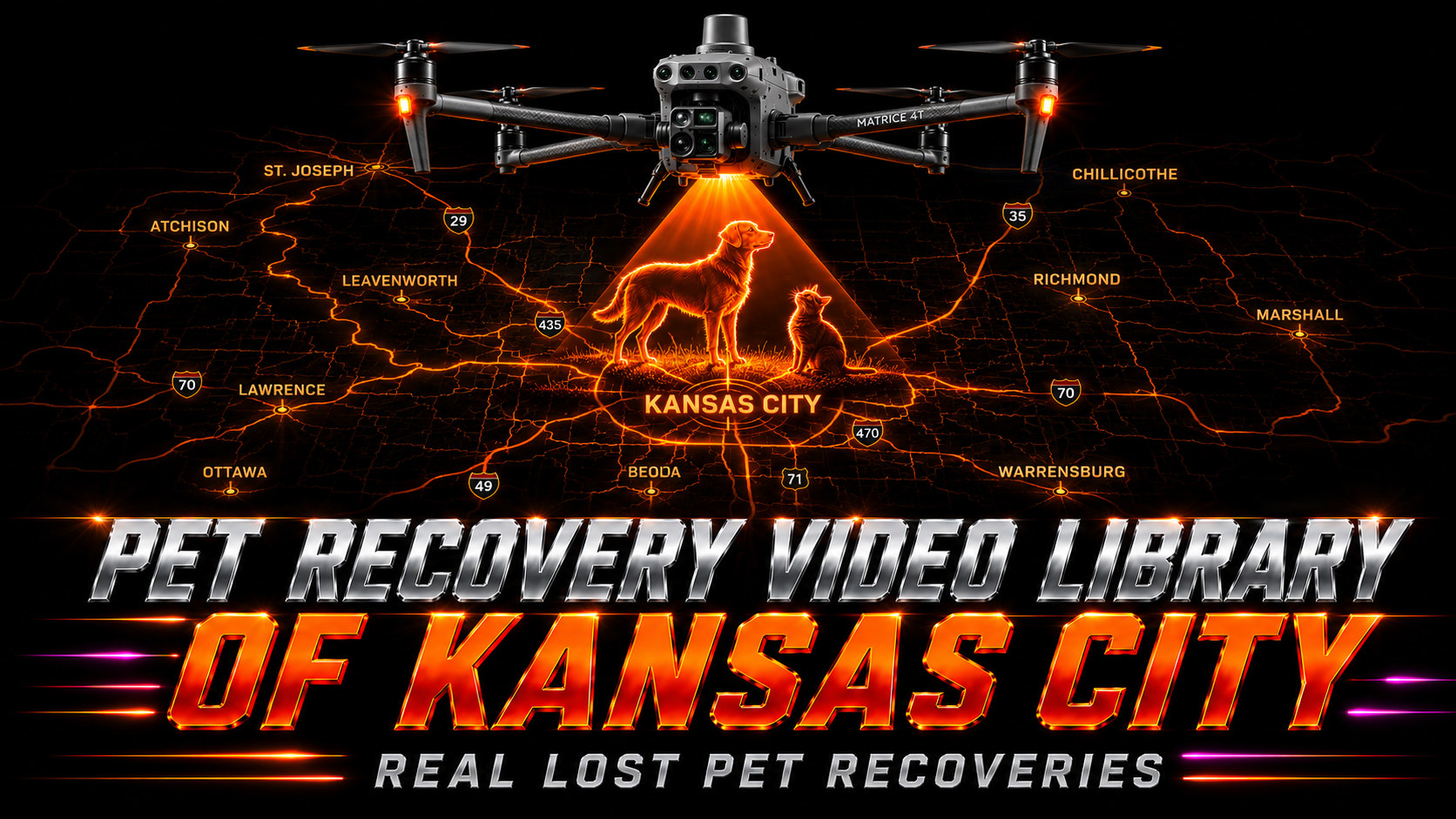 Kansas City metro thermal drone pet recovery service area map
